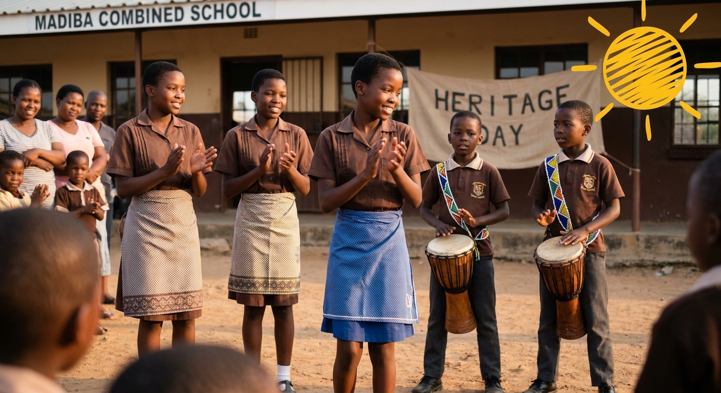 Children performing traditional dance on heritage day
